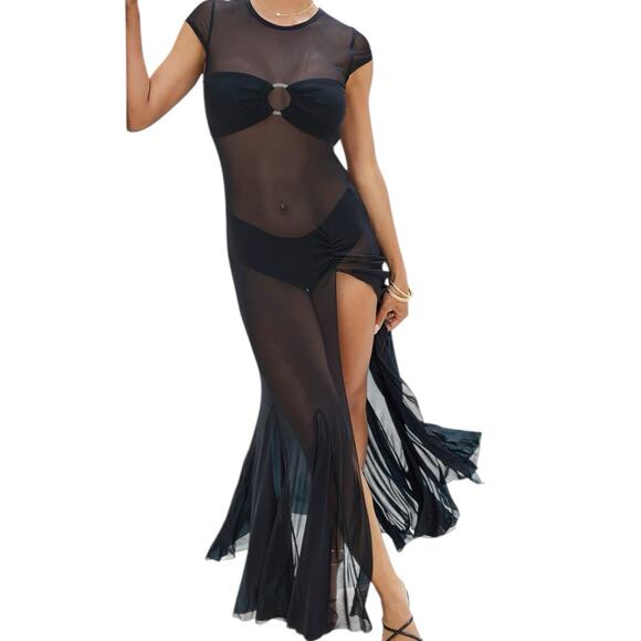 NWT Popflex Mermaid Mesh Coverup Dress - Black S